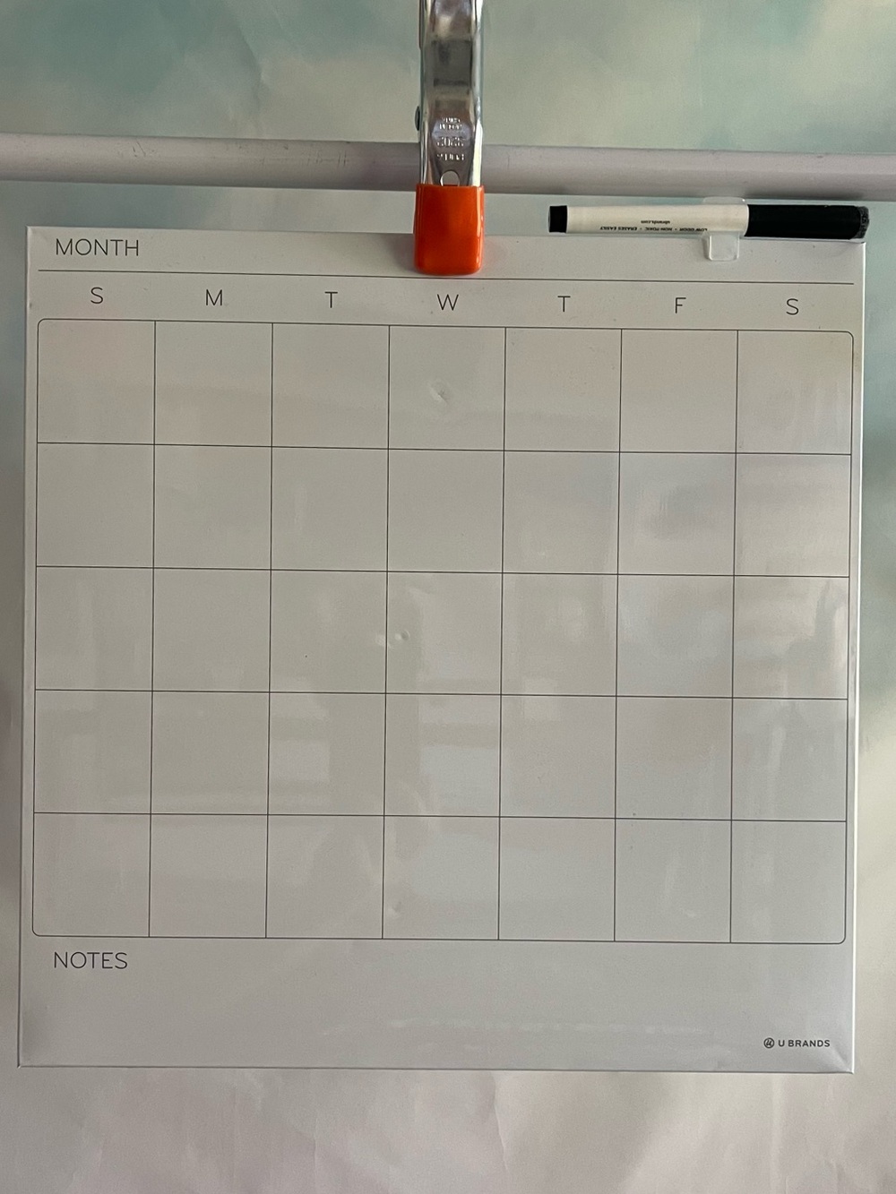 White Monthly Dry Erase Wall Calendar
